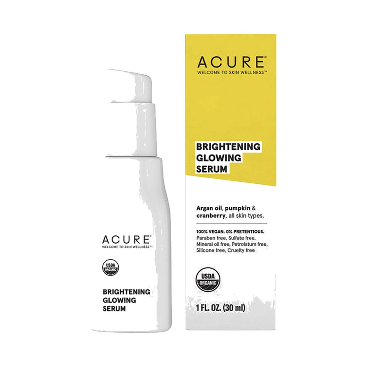 Acure Brightening Glow Serum 30ml front bottle