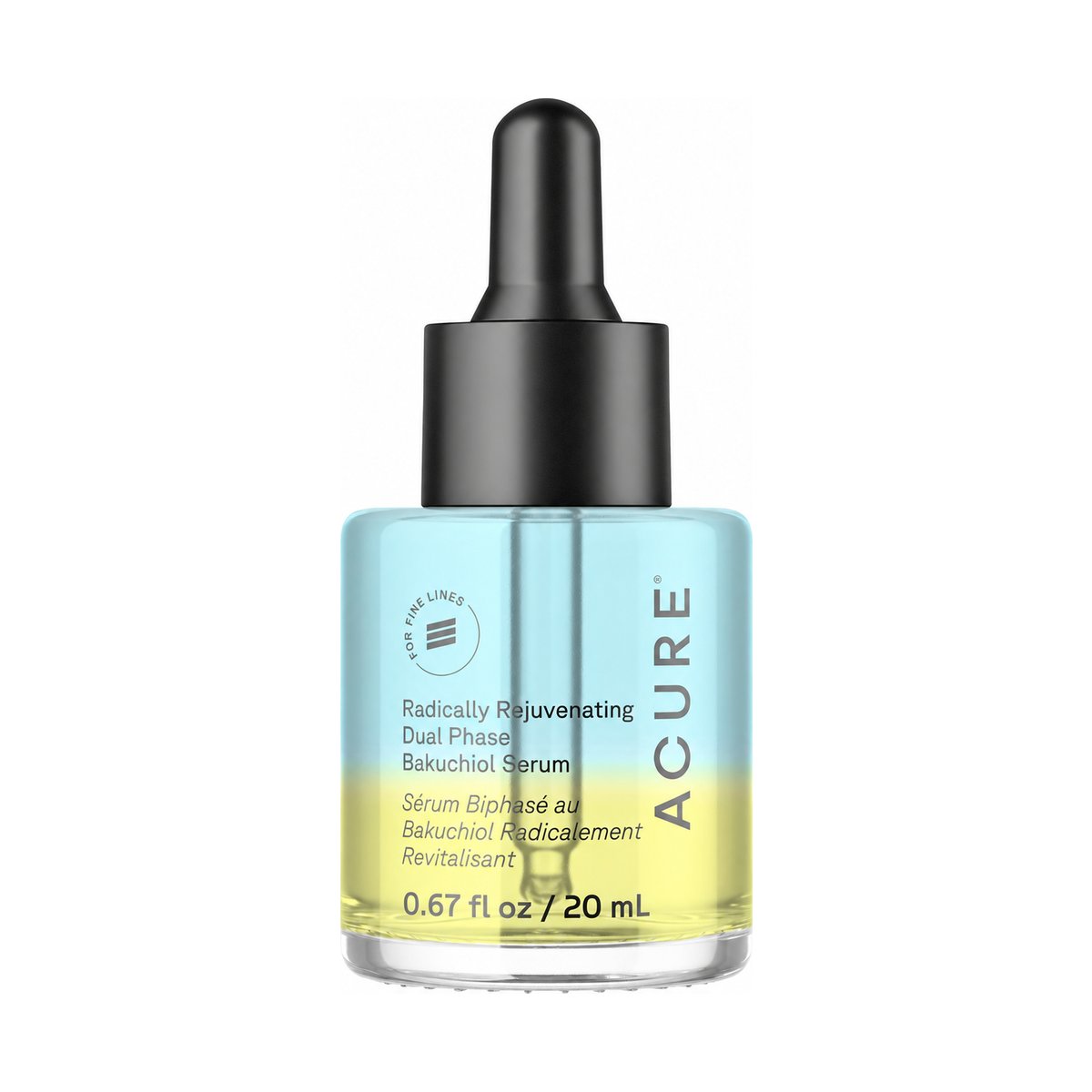 Acure Radically Rejuvenating Dual Phase Bakuchiol Serum 20ml bottle and box front