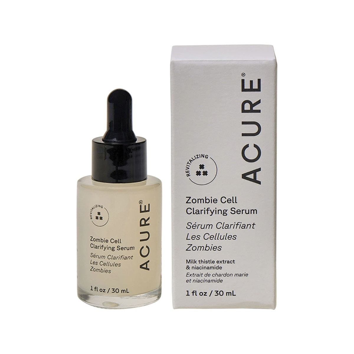 Acure Zombie Cell Clarifying Serum 30ml bottle and box front