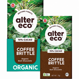 Alter Eco Coffee Brittle 70% organic dark chocolate 75g bar and display box