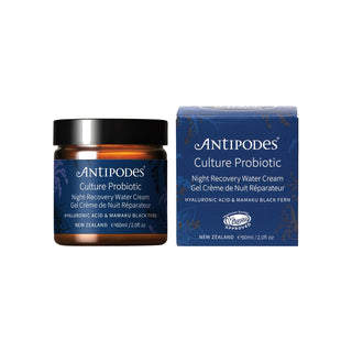 Antipodes Culture Probiotic Night Recovery Water Cream 60ml pure white padded packshot