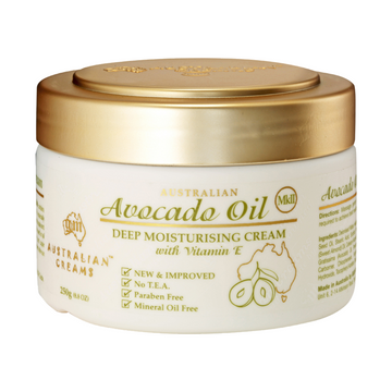 Australian Creams MkII Avocado Oil Deep Moisturising Cream 250g jar with vitamin E — authentic front packshot