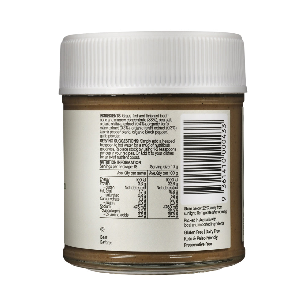 Best of the Bone Bone Broth Beef Concentrate Organic Mushrooms 180g label image 2