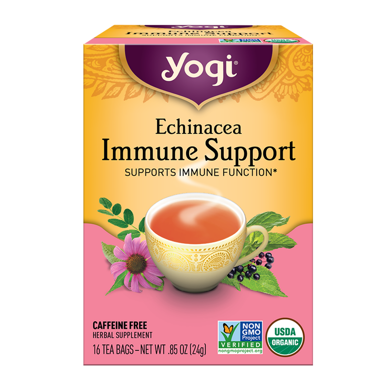 Yogi Tea Herbal Tea Bags Echinacea Immune Support 16 Tea Bags