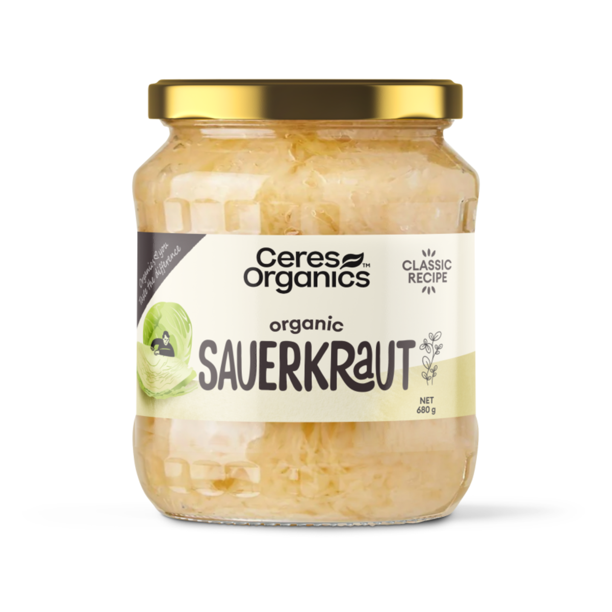 Ceres Organics Organic Sauerkraut 680g pack, front view