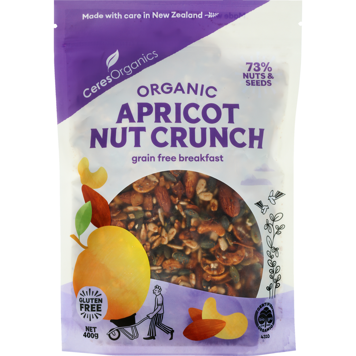 Ceres Organics Apricot Nut Crunch Grain Free Breakfast 400g pack, front view