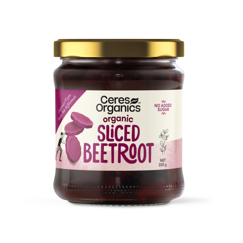 Ceres Organics Organic Sliced Beetroot 330g pack, front view
