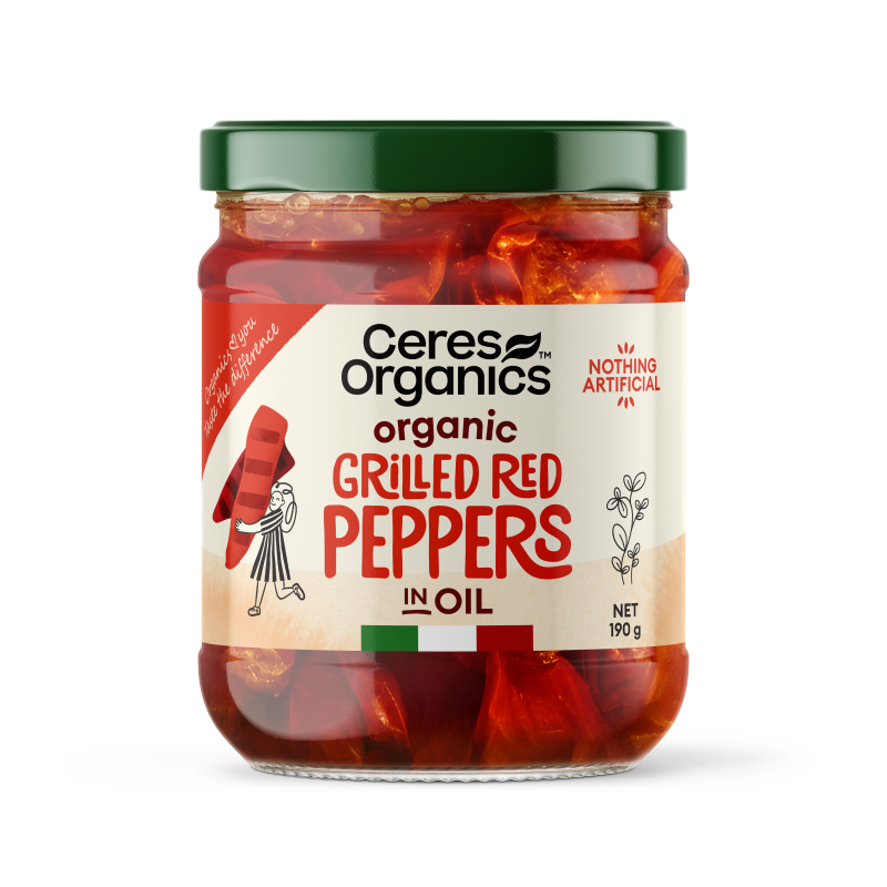 Ceres Organics Organic Grilled Red Peppers in Oil 190g pack, front view