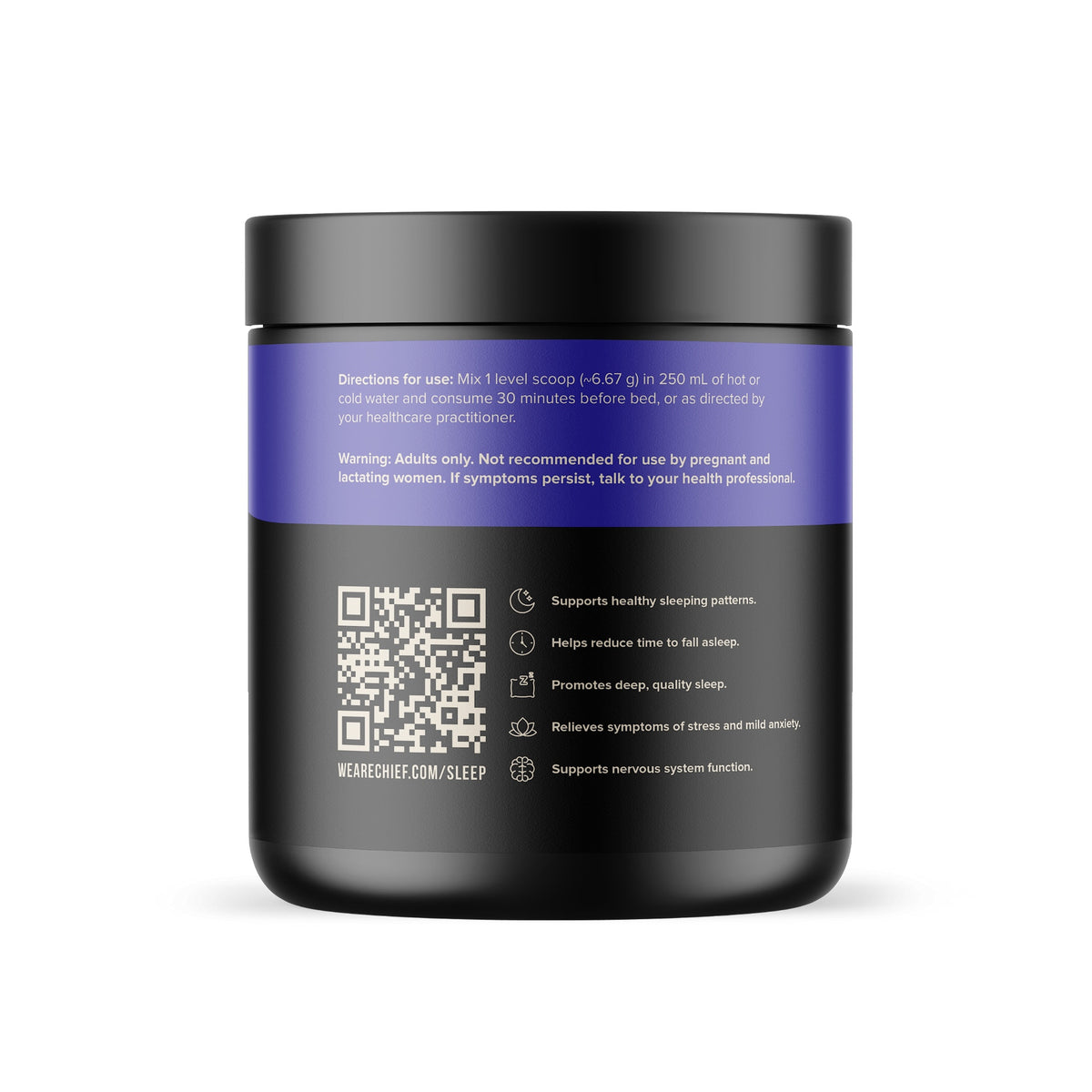 Chief Sleep 200g directions and adult-use warnings label