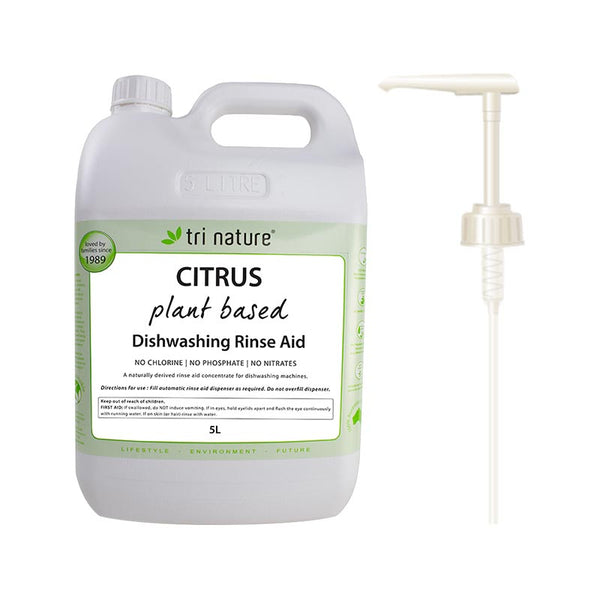 Tri Nature Citrus Plant Based Dishwashing Rinse Aid Bulk with pump 5L