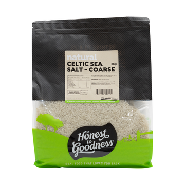 Honest to Goodness Celtic Sea Salt Coarse 5kg front pack on white background