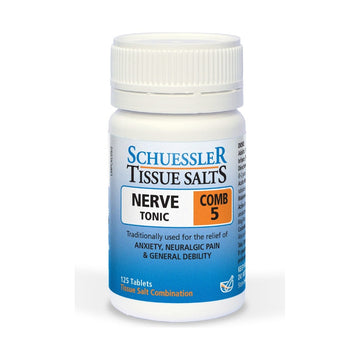 Schuessler Tissue Salts Comb 5 Nerve Tonic 125 Tablets — front bottle on white background
