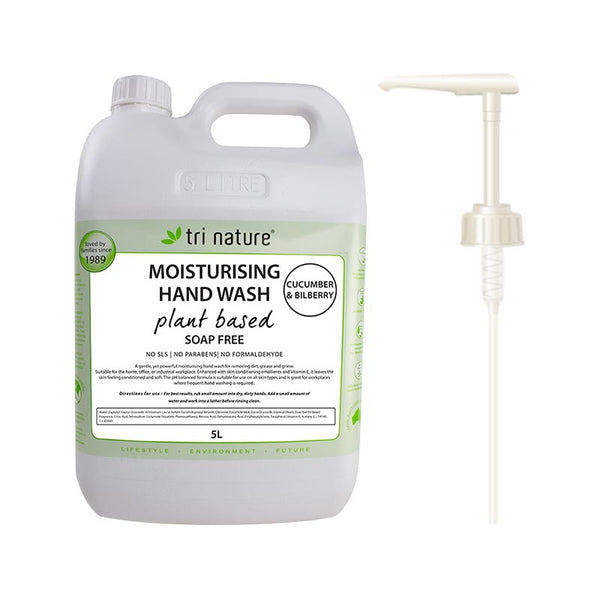 Tri Nature Moisturising Hand Wash Cucumber &amp; Bilberry Bulk with pump 5L