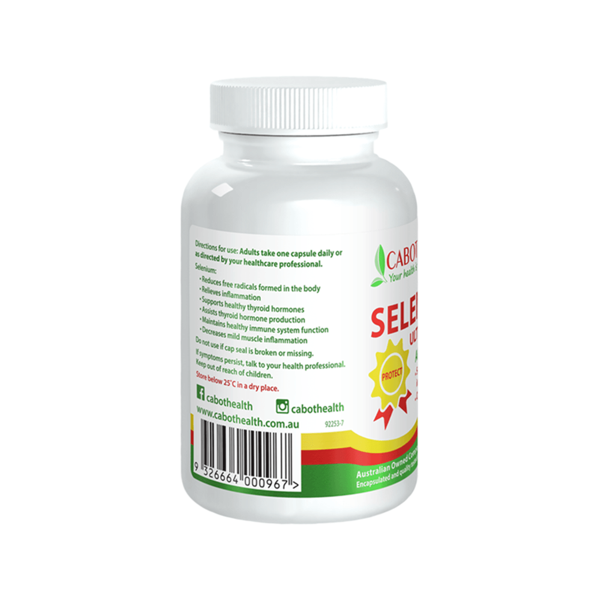 Cabot Health Selenium Ultra Potent 60 Capsules side label