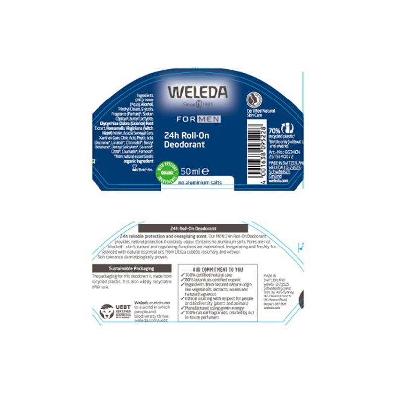 Weleda For Men 24h Roll-On Deodorant 50ml