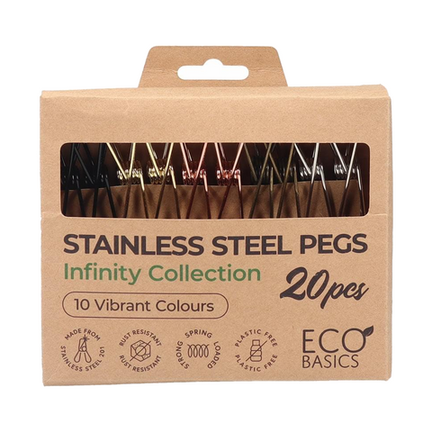 Eco Basics Stainless Steel Pegs Infinity Collection 20 pack front