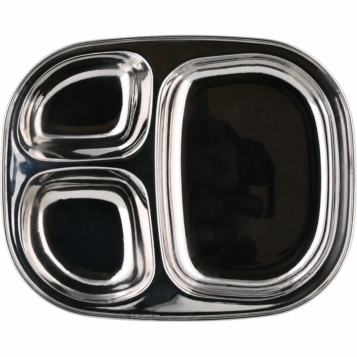 Top view of Ever Eco stainless steel divided kids plate