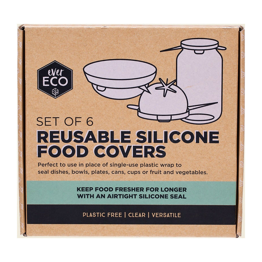Ever Eco Reusable Silicone Food Covers 6 Pack packshot on white background
