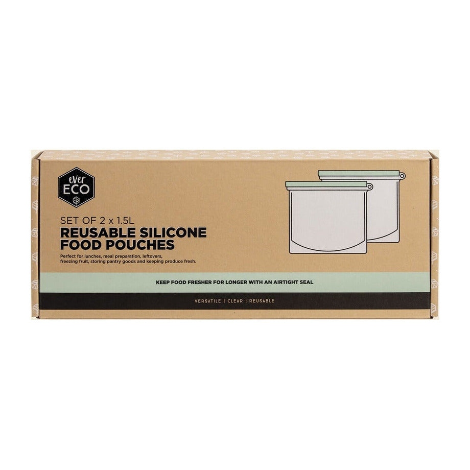 Ever Eco Reusable Silicone Food Pouches 1.5L 2 Pack packshot on white background