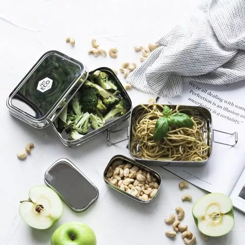 Ever Eco Stainless Steel Stackable 2 Tier Bento + Mini Snack 1200ml image 2