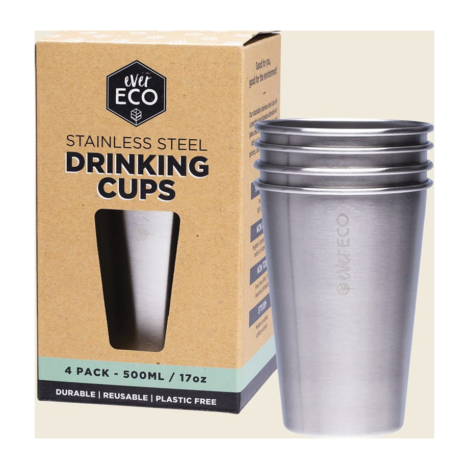 Ever Eco Stainless Steel Drinking Cups 4x500ml packshot on white background