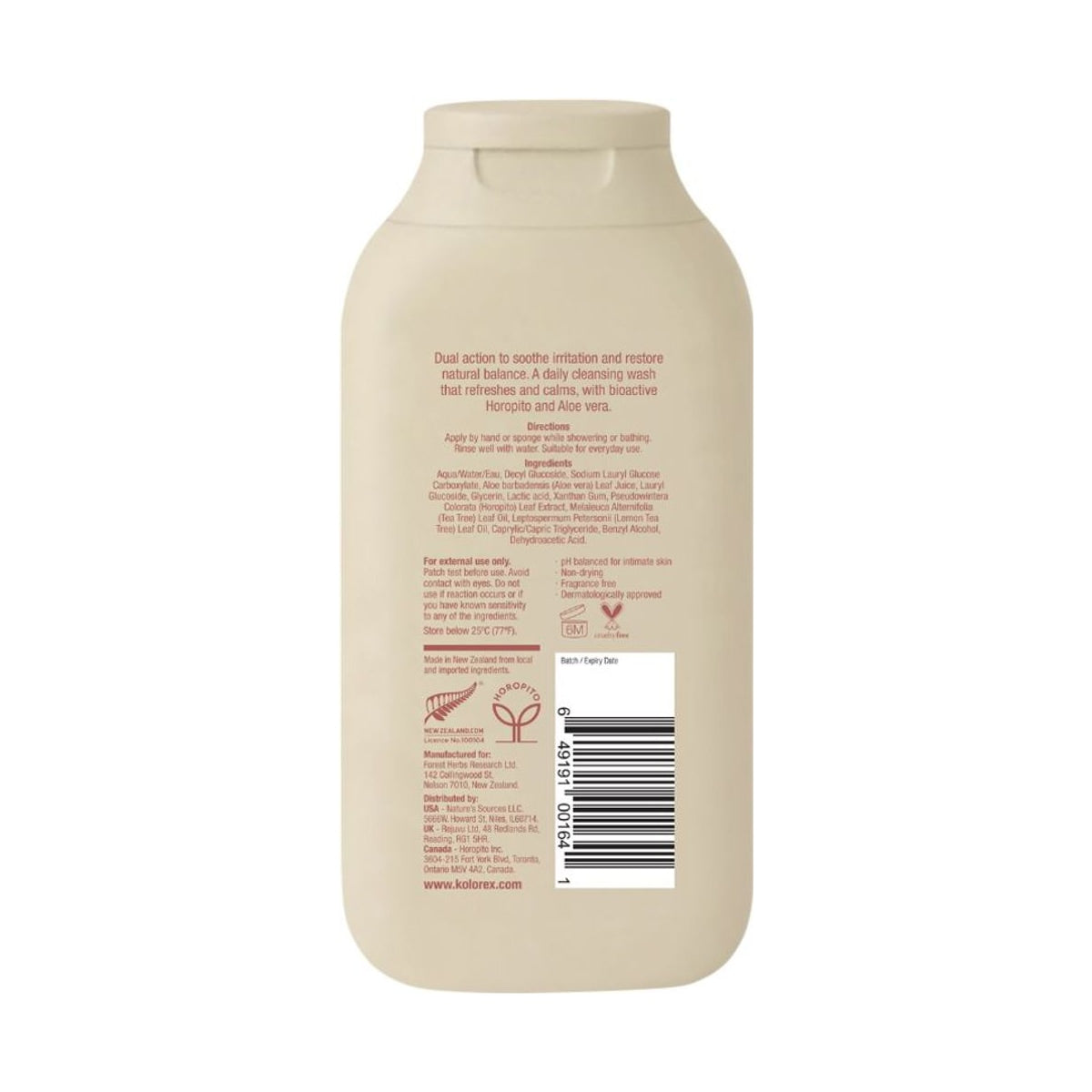Kolorex Herbal Intimate Wash Everyday Balance 300ml back label