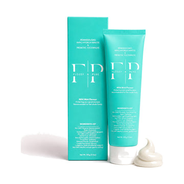 Flossy & Pure Mild Mint Nano-Hydroxyapatite Prebiotic Toothpaste 100g tube and box