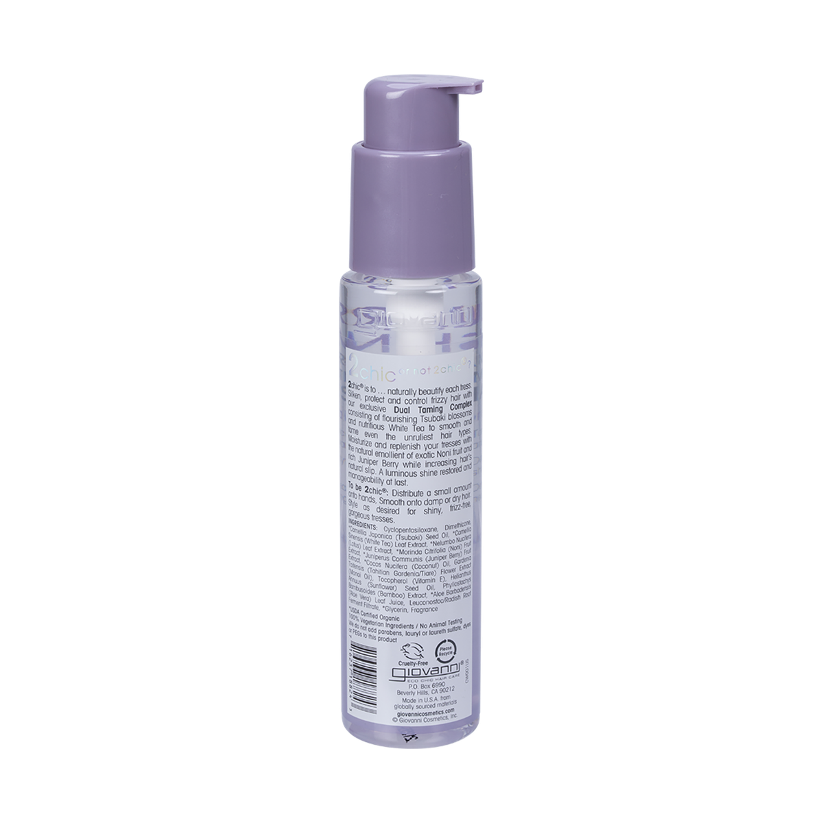 Giovanni Anti-Frizz Smoothing Hair Serum Ultra Shine All Hair 81ml — rear packshot