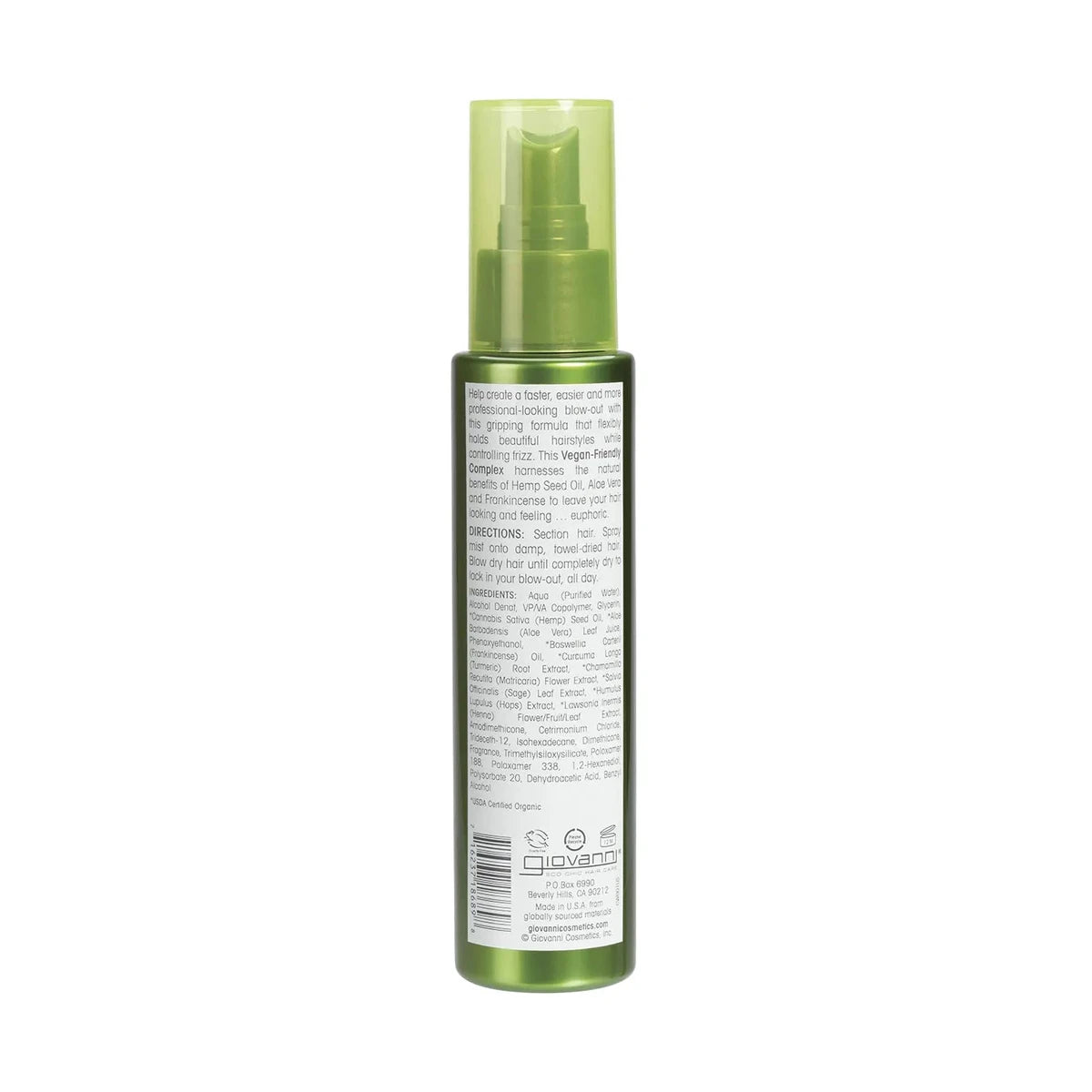 Giovanni Blow-Out Spray Hemp Hydrating 118ml — rear packshot