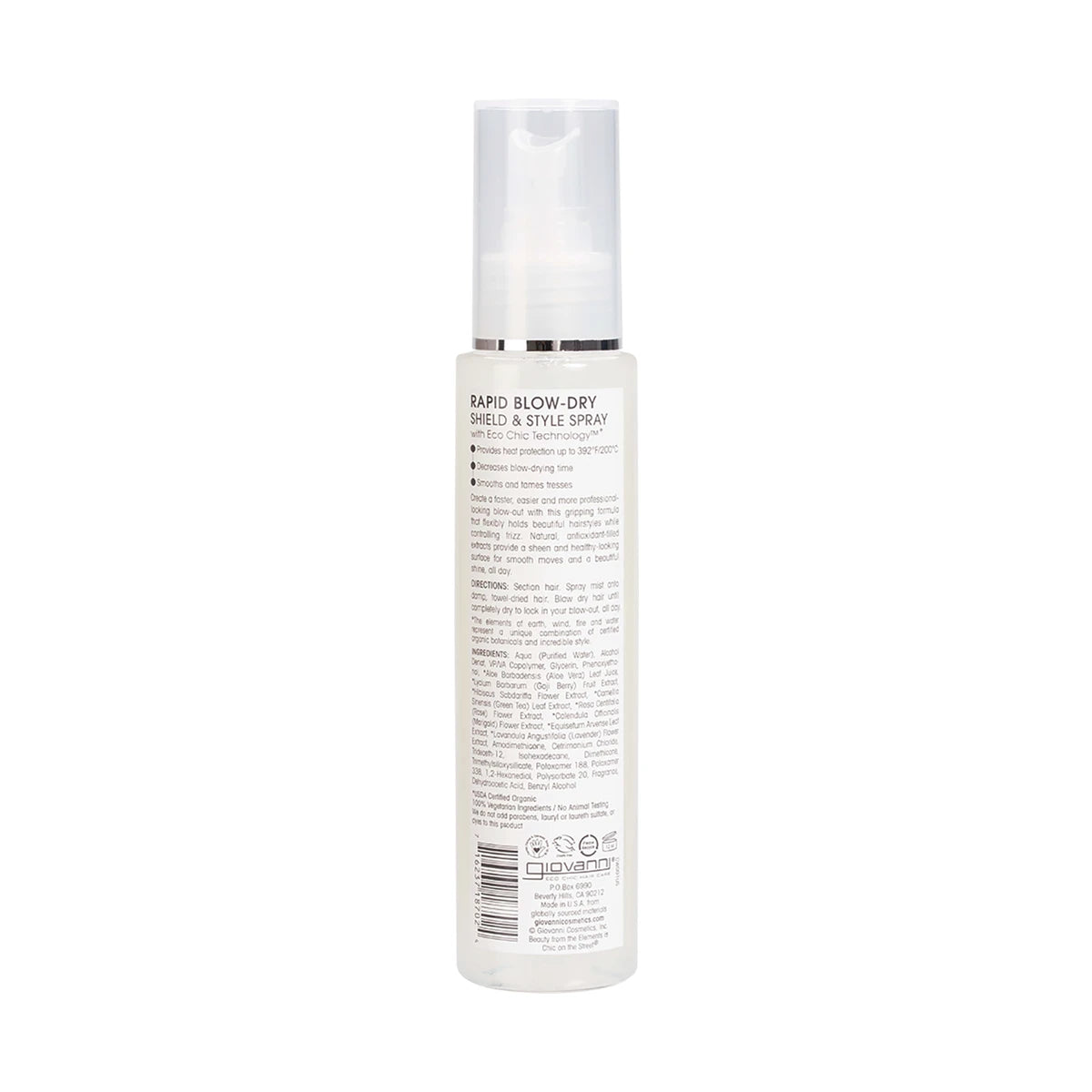 Giovanni Hair Shield & Style Spray Rapid Blow-Dry 118ml — rear packshot
