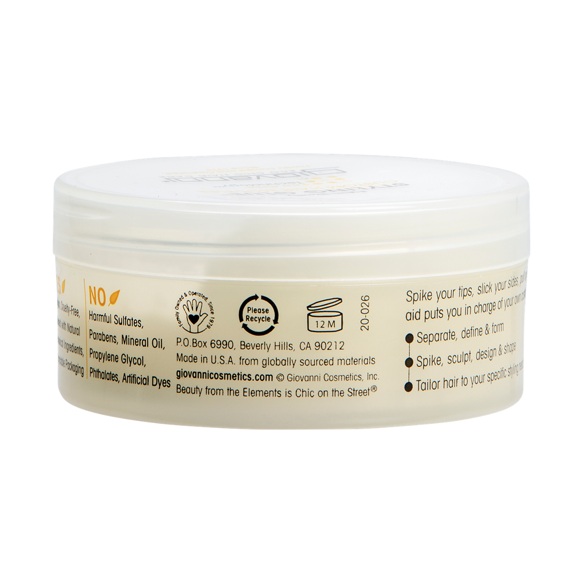 Giovanni Hair Styling Glue Custom Hair Modeler 57g — rear packshot