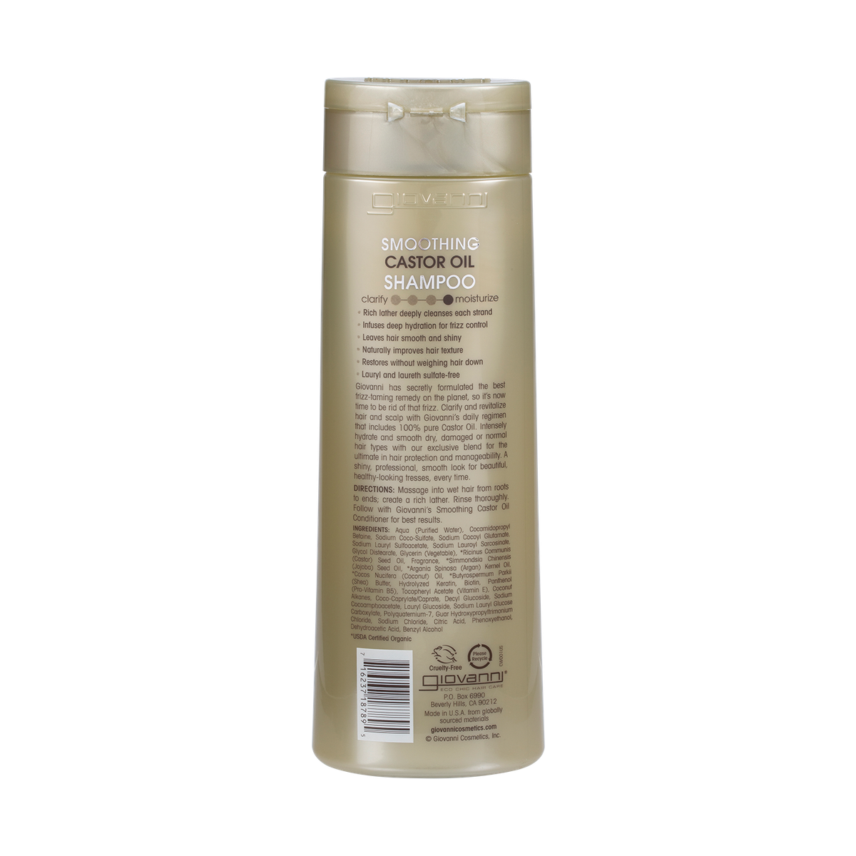 Giovanni Shampoo Smoothing Castor Oil All Hair 399ml — rear packshot