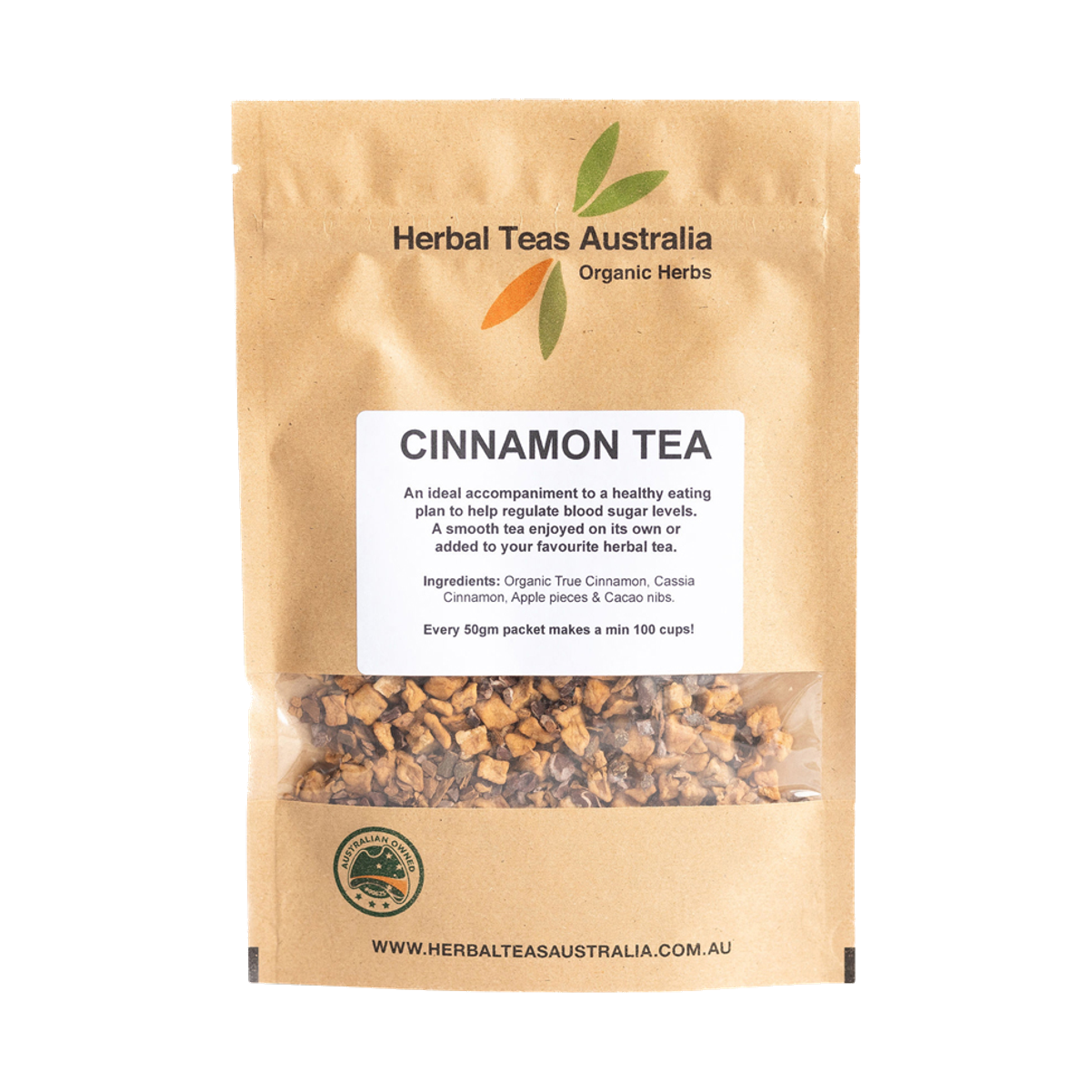Herbal Teas Australia Cinnamon Tea 50g front pouch