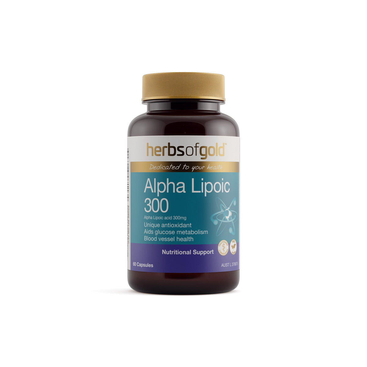Herbs of Gold Alpha Lipoic 300 60 Capsules front product image