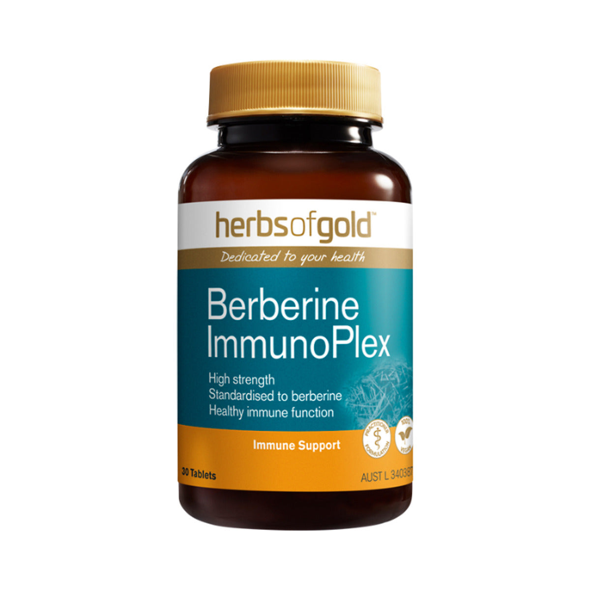 Herbs of Gold Berberine ImmunoPlex 30 Tablets front product image