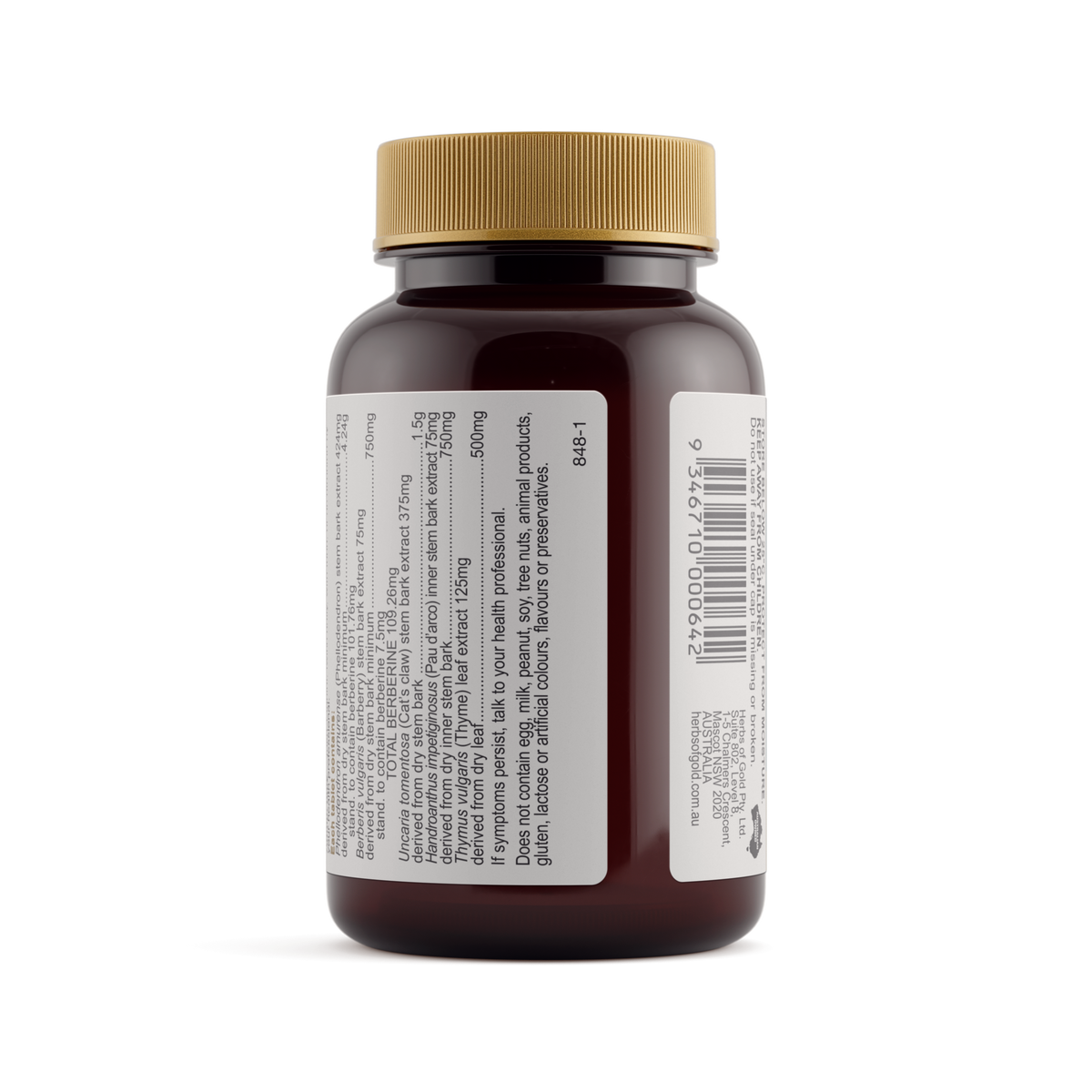 Herbs of Gold Berberine ImmunoPlex 30 Tablets — directions and warnings label
