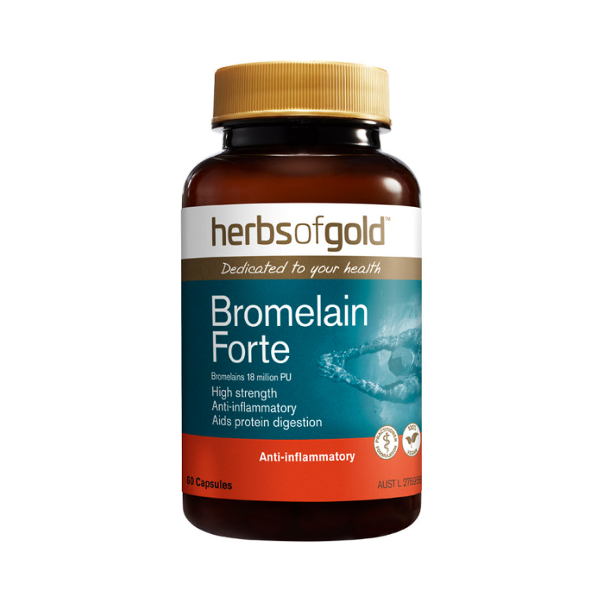 Herbs of Gold Bromelain Forte 60 Capsules front product image