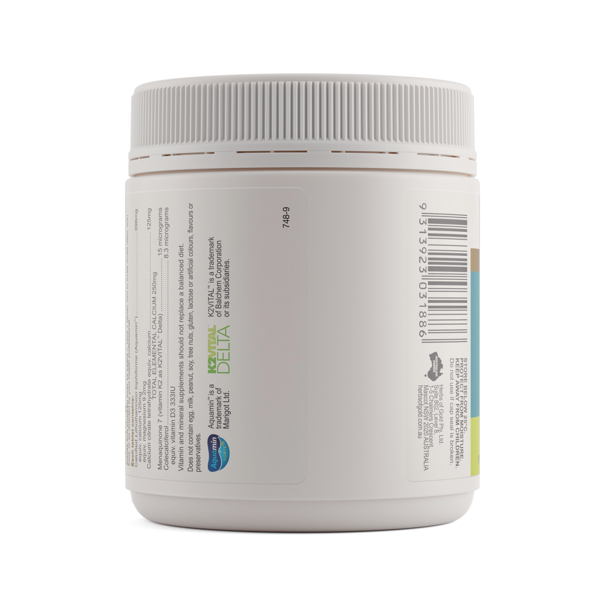 Herbs of Gold Calcium K2 with D3 — directions and warnings label