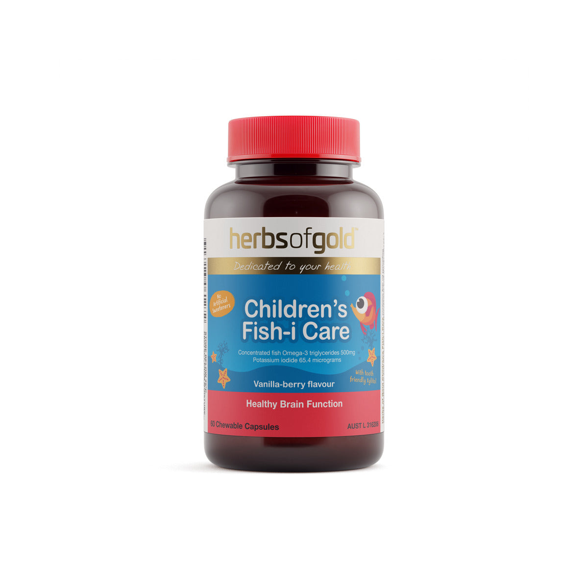 Herbs of Gold Childrens Fish-i Care 60 Capsules front product image