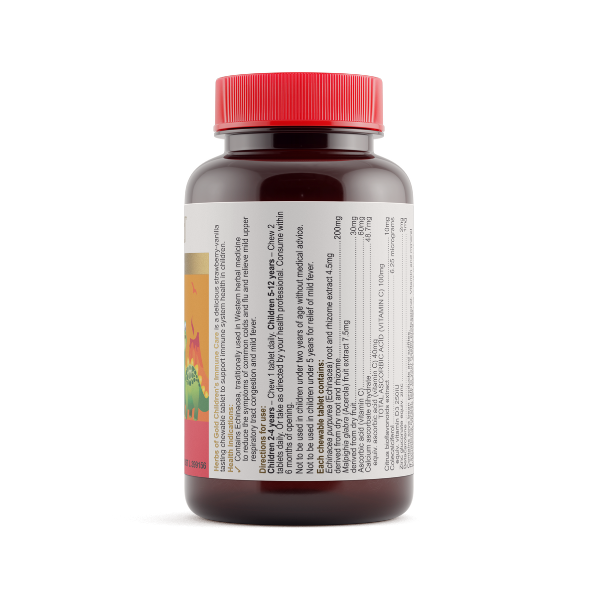 Herbs of Gold Childrens Immune Care 60 Chewable Tablets — ingredients label