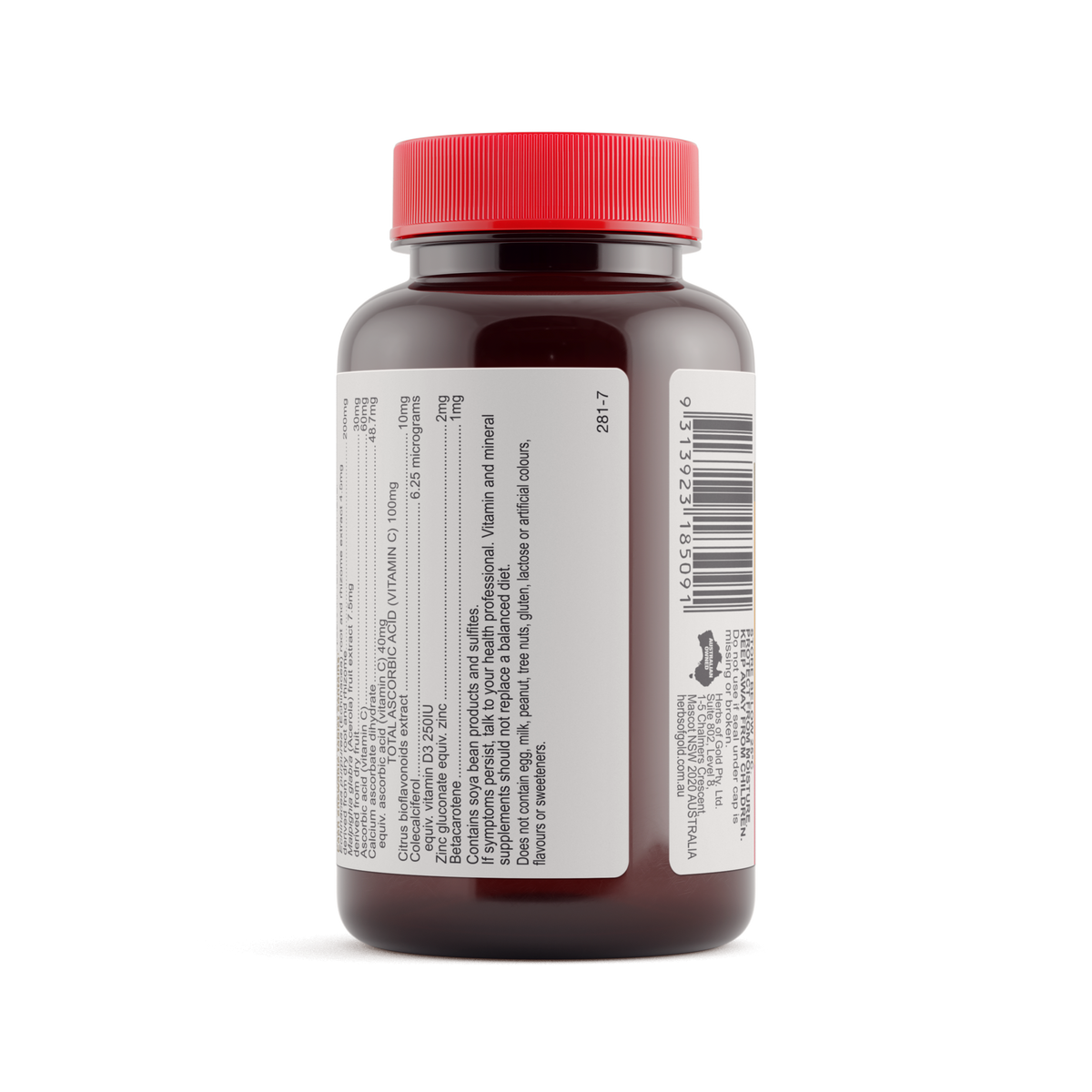 Herbs of Gold Childrens Immune Care 60 Chewable Tablets — directions and warnings label