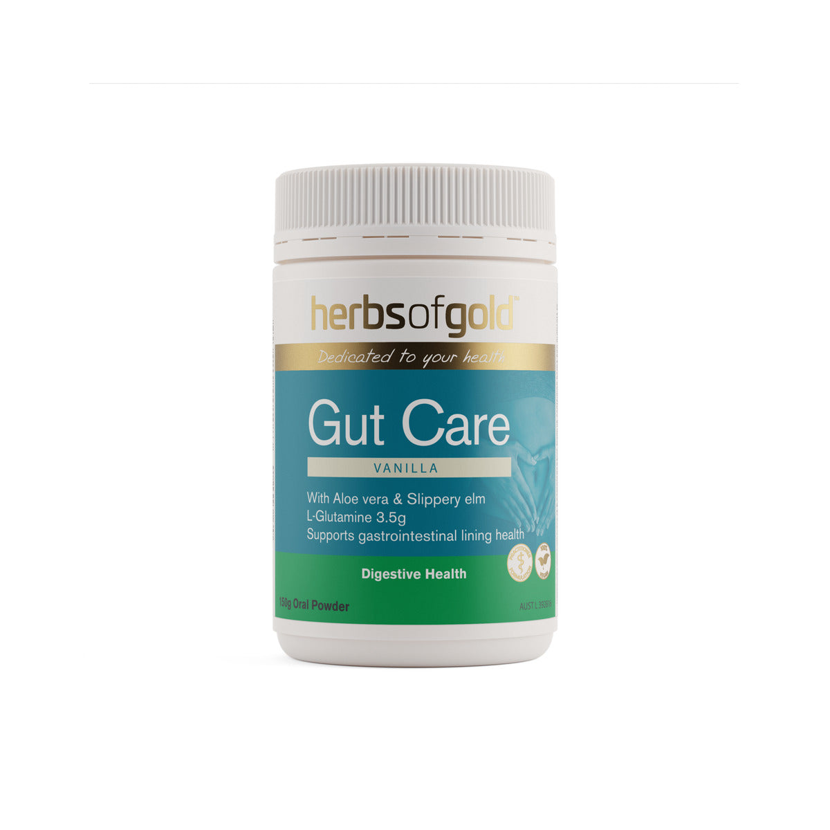 Herbs of Gold Gut Care Vanilla Oral Powder 150g front product image