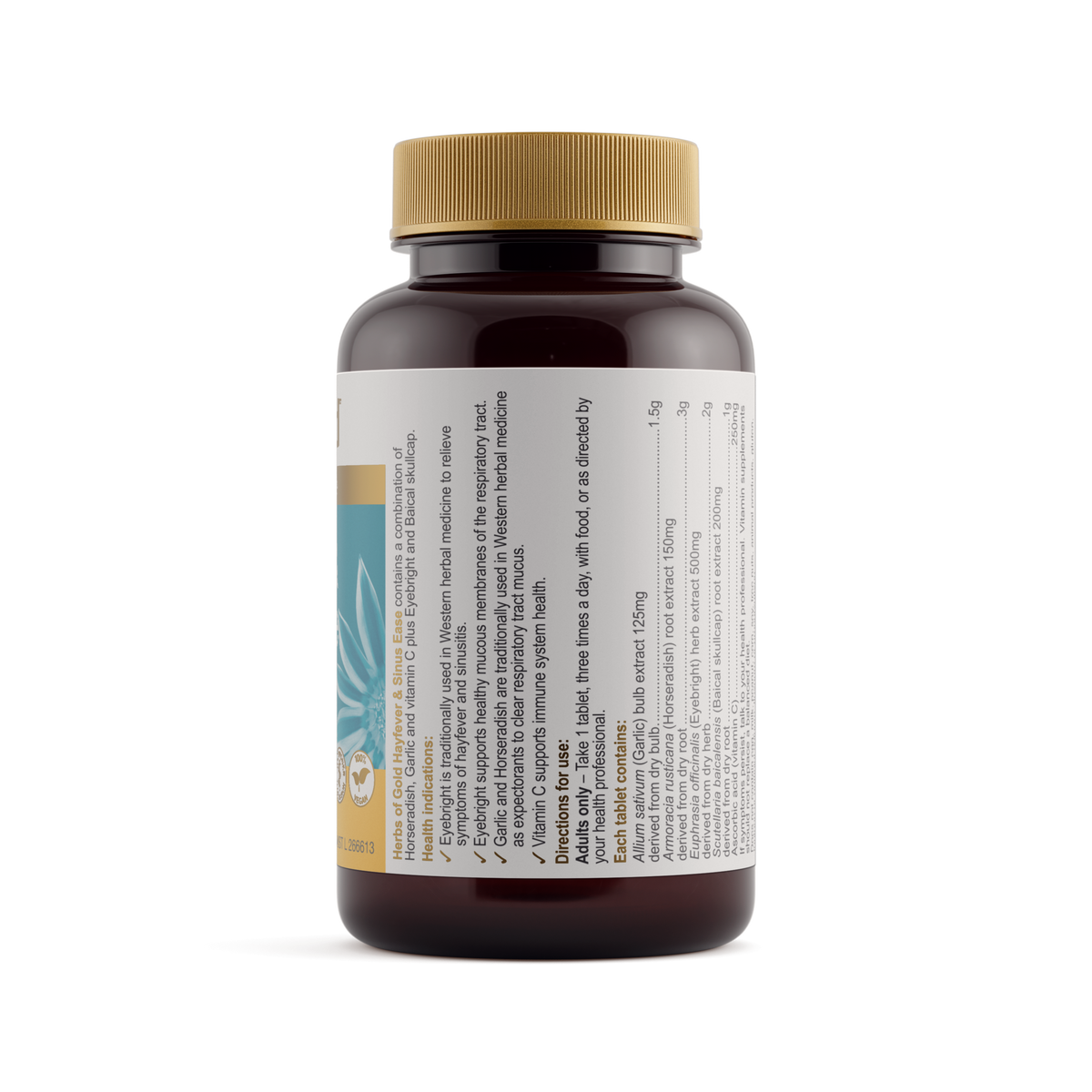Herbs of Gold Hayfever & Sinus Ease 60 Tablets — ingredients label