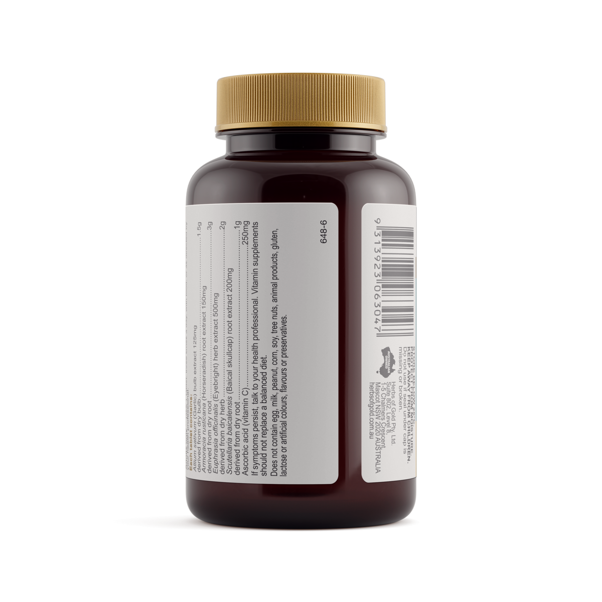 Herbs of Gold Hayfever & Sinus Ease 60 Tablets — directions and warnings label