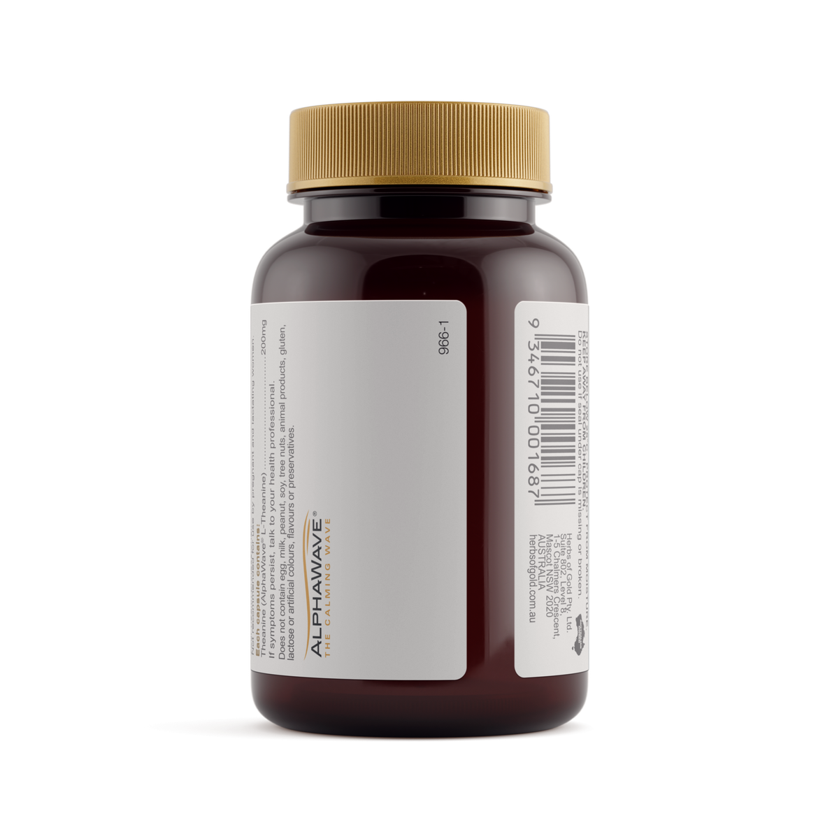 Herbs of Gold L-Theanine 200mg 30 Capsules — directions and warnings label