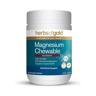 Herbs of Gold Magnesium Chewable Raspberry 60 Tablets front product image