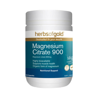 Herbs of Gold Magnesium Citrate 900 120 Capsules front product image