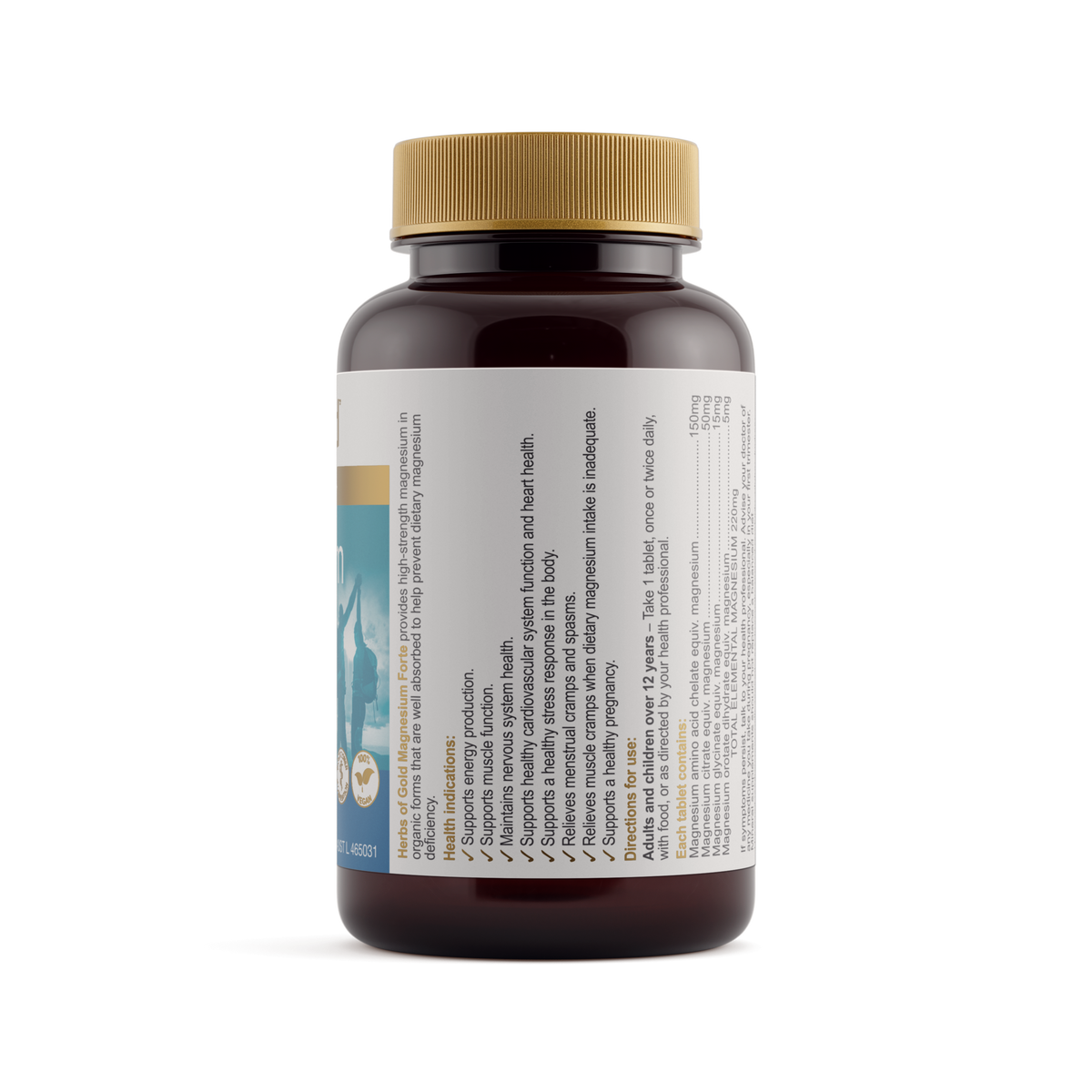 Herbs of Gold Magnesium Forte 60 Tablets — ingredients label