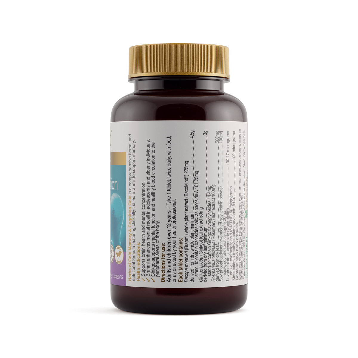 Herbs of Gold Memory & Cognition Gold 60 Tablets — ingredients label