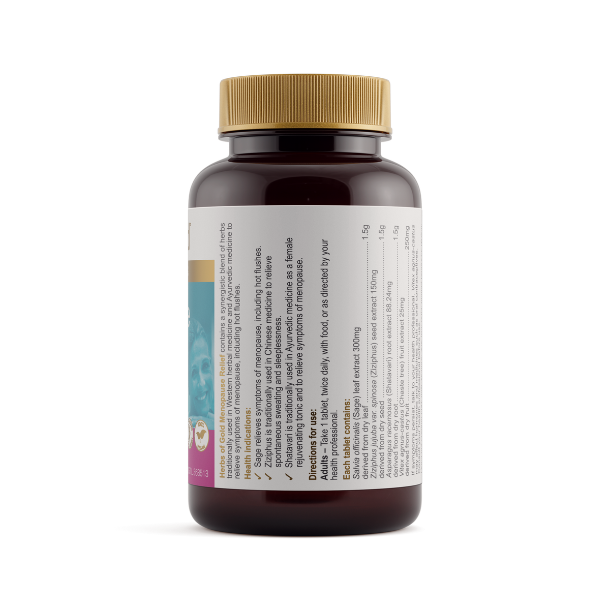 Herbs of Gold Menopause Relief 60 Tablets — ingredients label